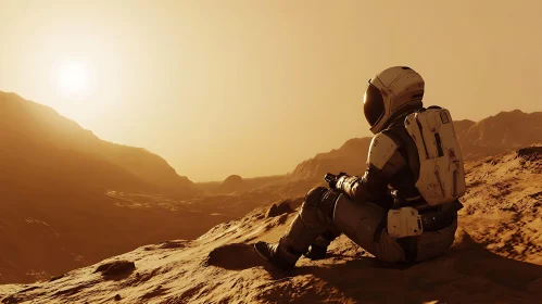 Martian Sunset with Astronaut