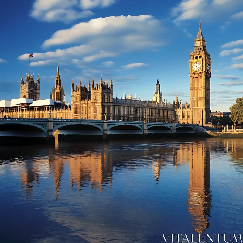 Big Ben and Parliament Building in Golden Light AI Image