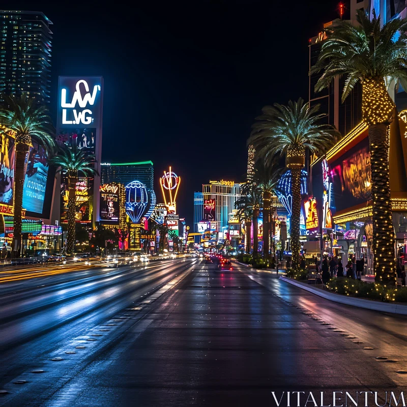 Luminous City Streets at Night AI Image