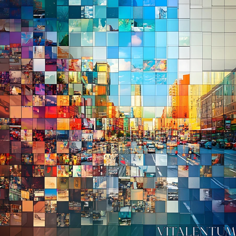 City Street Mosaic Art AI Image