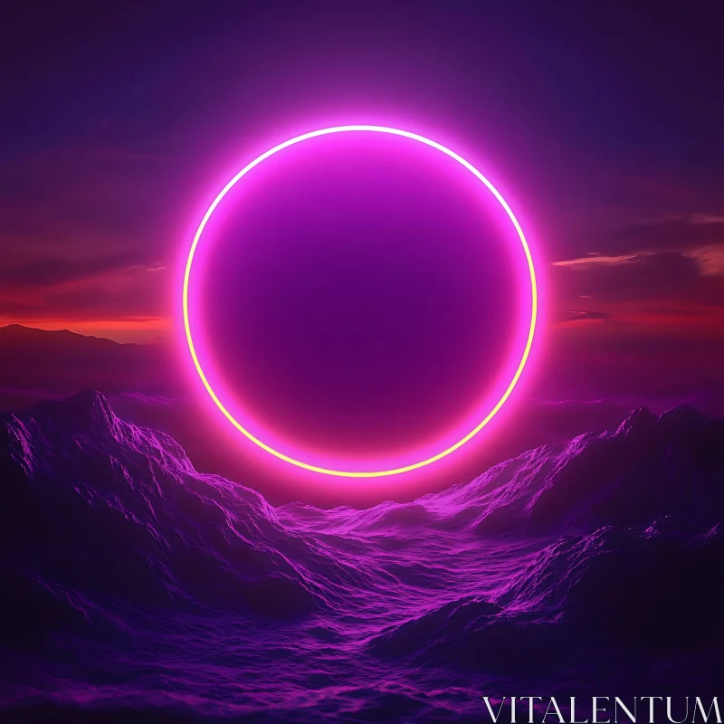 AI ART Mystical Neon Spheres and Waves