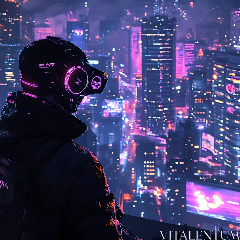 Cyberpunk City View in VR AI Image