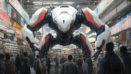 Giant Robot Engages Shoppers in Store