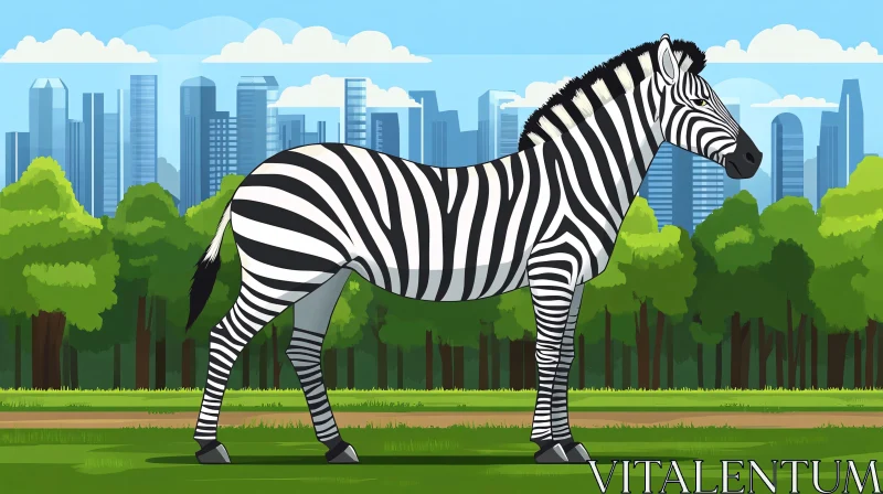 AI ART Zebra with City View