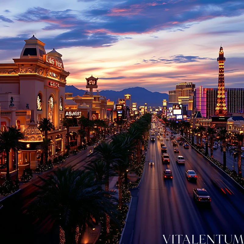 AI ART Cityscape at Sunset with Lights and Architecture