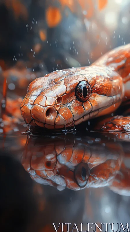 AI ART Serpent's Reflection in Water