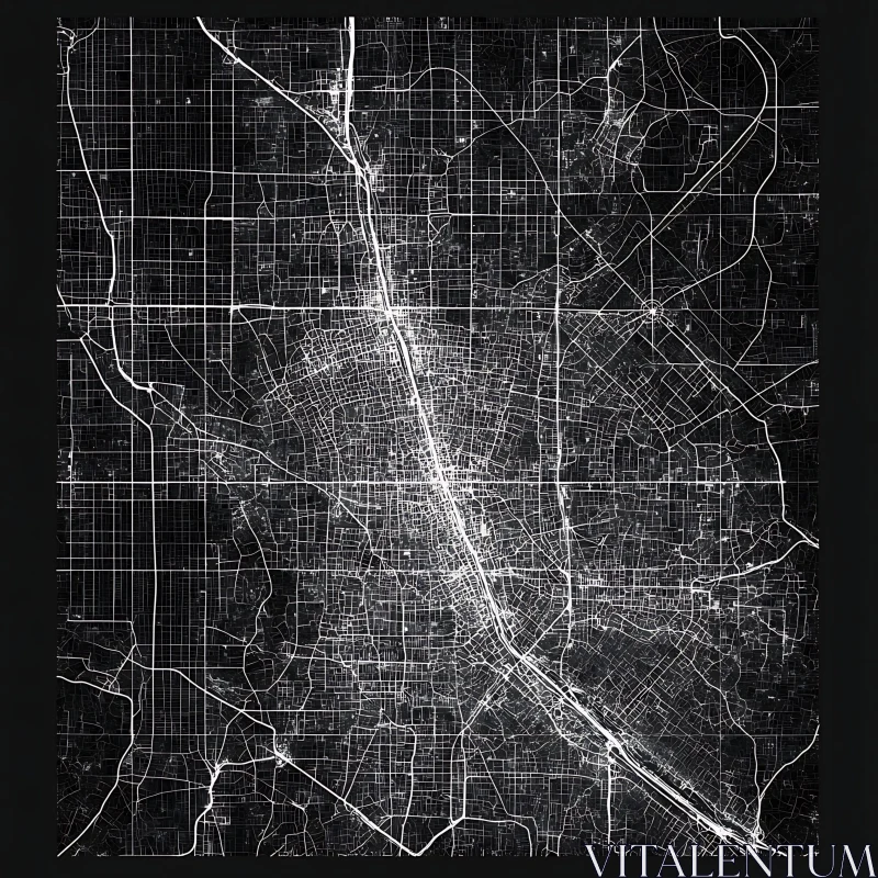 Intricate Black and White City Layout AI Image