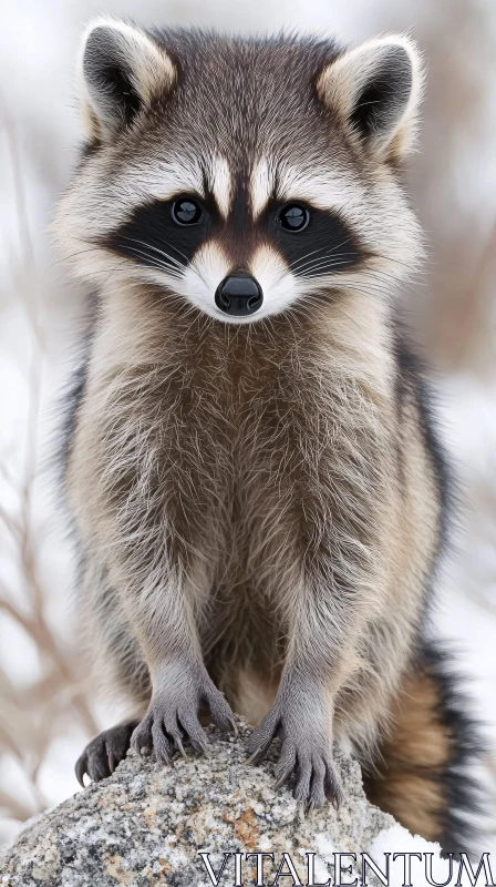 Raccoon Embracing Winter AI Image