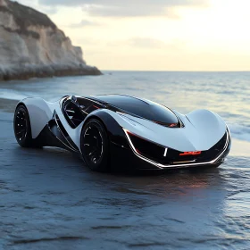 Sleek Sports Car by the Sea