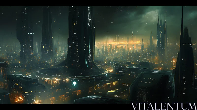 Neon-Lit Urban Skyline of the Future AI Image