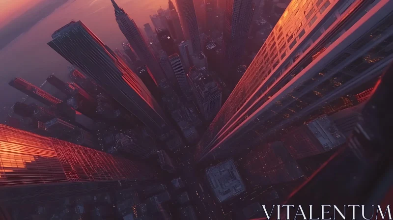 Sunset Over Metropolis: An Aerial Perspective AI Image