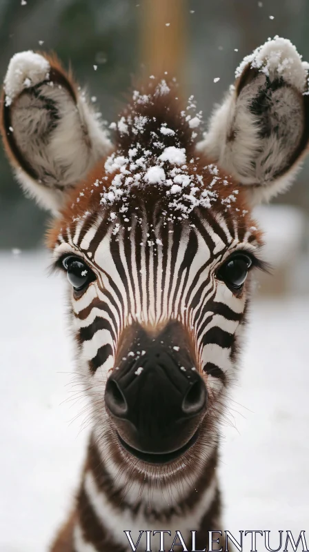 Zebra with Snowflakes AI Image