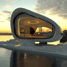 Futuristic Floating Home at Twilight