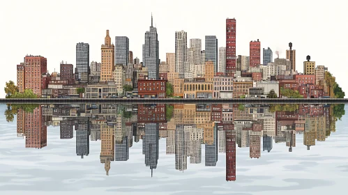 Urban Skyline Mirror Image