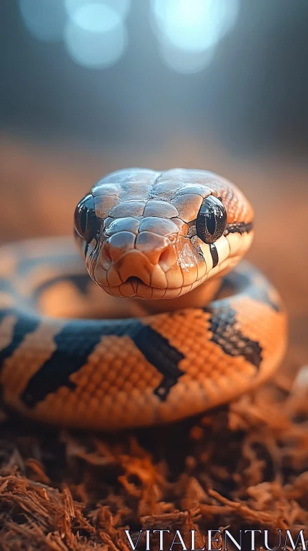 Snake on Forest Floor Close-up AI Image