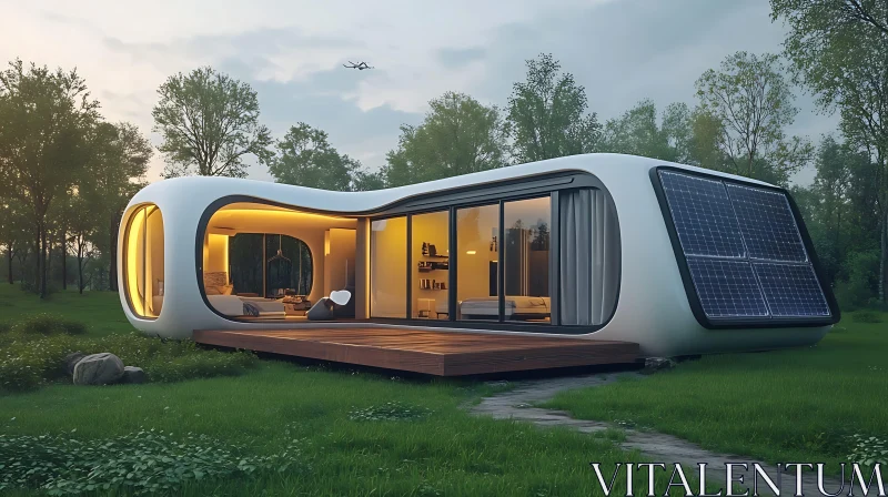 Futuristic Sustainable Home in Nature AI Image