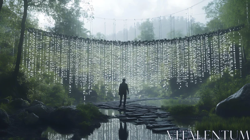 AI ART Mystical Forest Scene with Suspended Lights