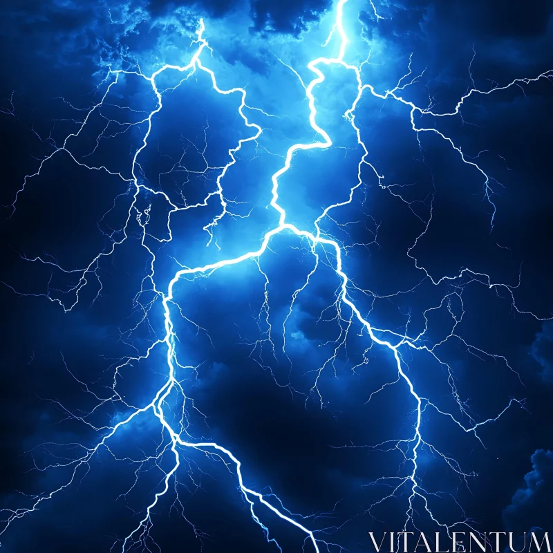 Powerful Electric Lightning in Stormy Sky AI Image