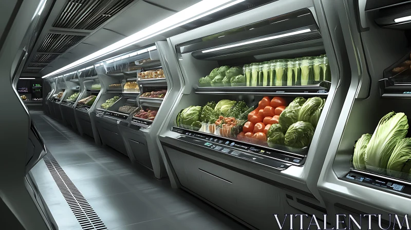 Advanced Market Display with Fresh Vegetables AI Image