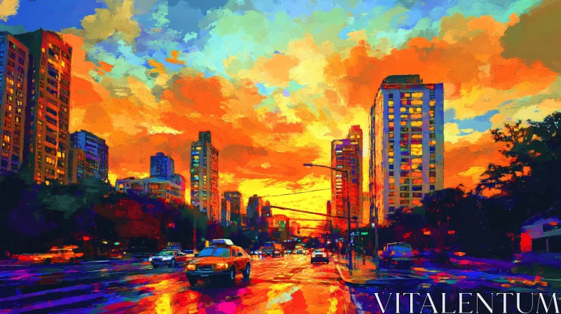 AI ART Urban Sunset Art