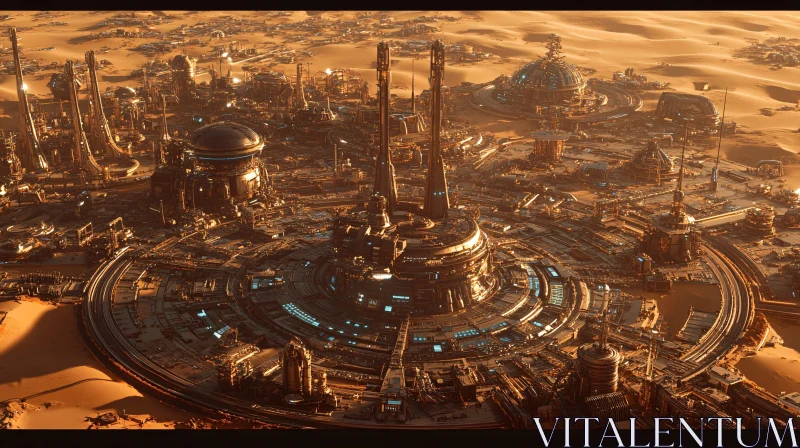 High-Tech Future City in Desert AI Image