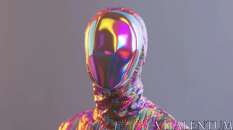 AI ART Futuristic Abstract Mannequin with Iridescent Face