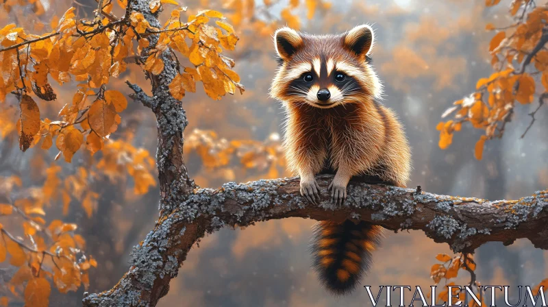 Raccoon in Autumn Forest AI Image