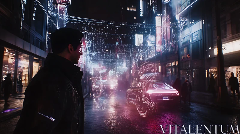 Futuristic Cyberpunk Night Scene AI Image