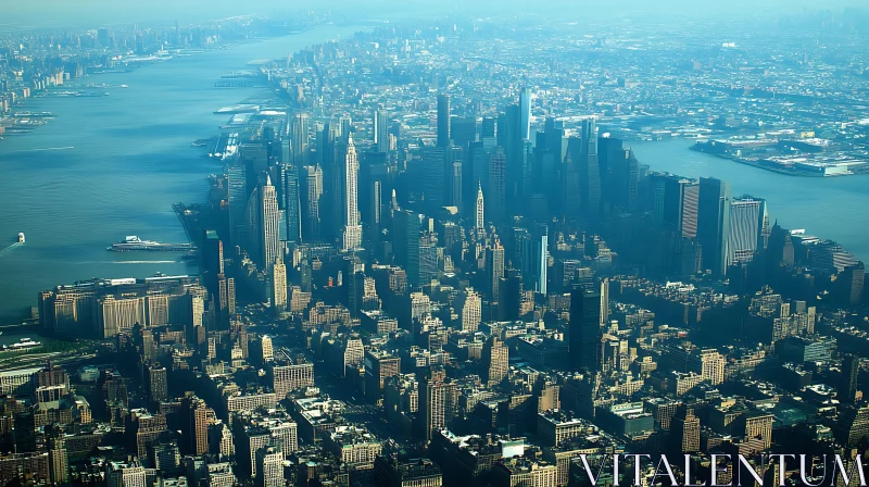 Urban Aerial View of a Dense City with Skyscrapers AI Image