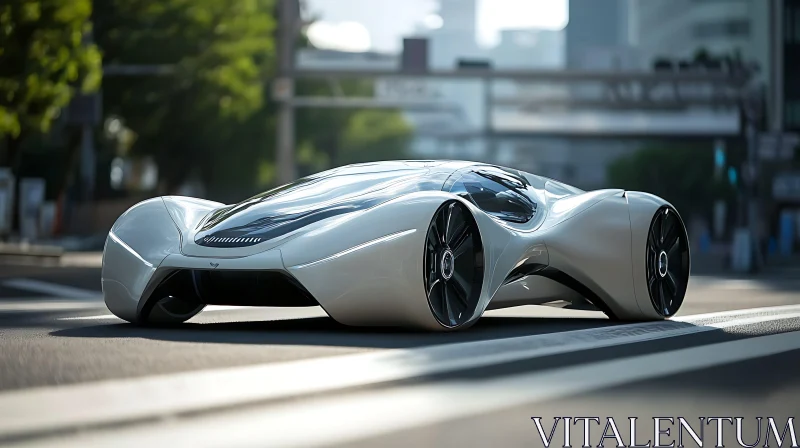 Sleek Concept Car in City AI Image