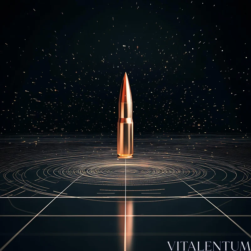 Floating Bullet in Geometric Circles AI Image