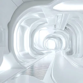 Modern Minimalist White Sci-Fi Hallway