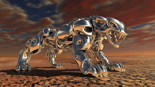 Metallic Panther in a Barren Desert