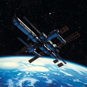 Orbiting Space Station Illustration