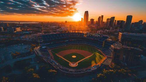 Stadium Sunset with Cityscape