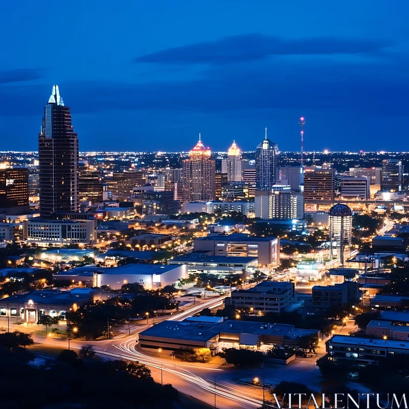 Urban Cityscape at Night AI Image