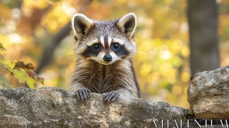 AI ART Raccoon on Stone Ledge