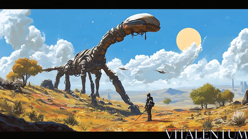 AI ART Sci-Fi Robotic Creature in Sunny Desert