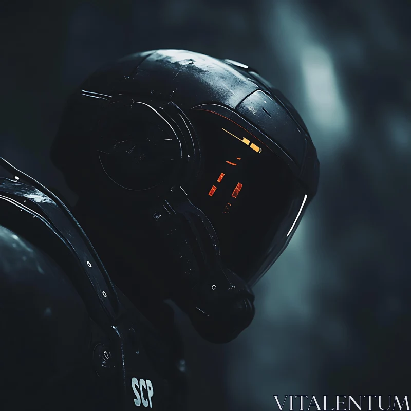 Dark Futuristic Cyberpunk Helmet AI Image