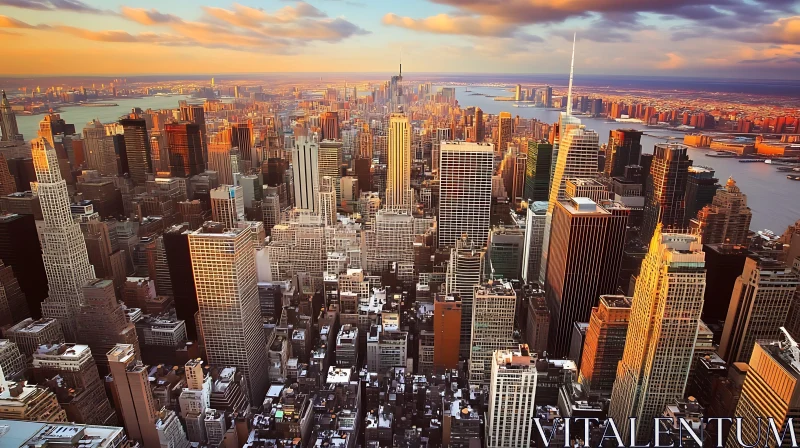 Urban Cityscape at Golden Hour AI Image