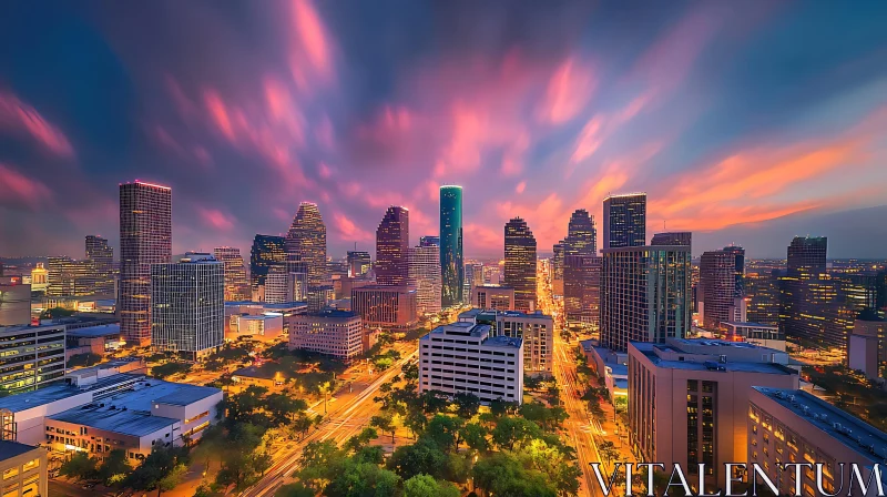 Skyscrapers Illuminated by Sunset AI Image