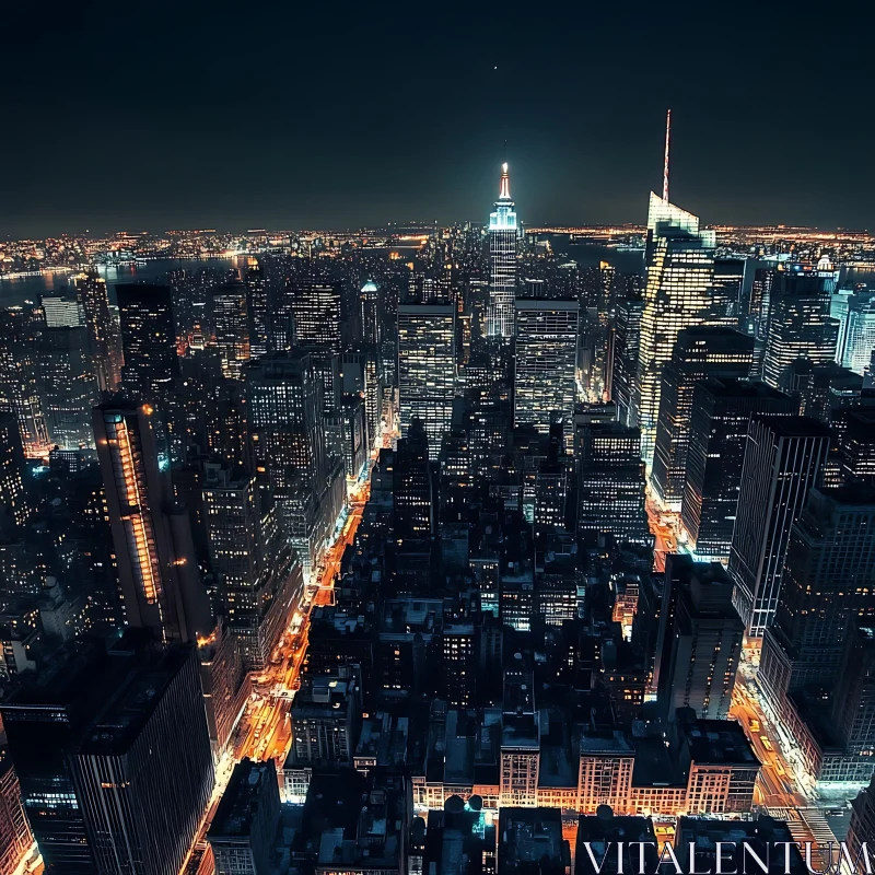 Breathtaking Night Cityscape Aerial View AI Image