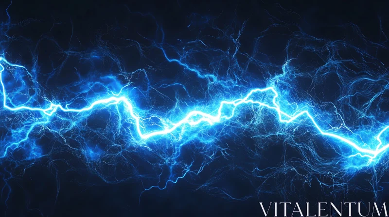 Blue Lightning Energy Abstract Art AI Image