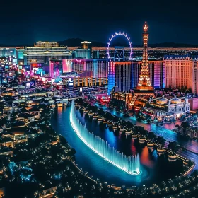 Las Vegas Cityscape at Night with Glittering Lights