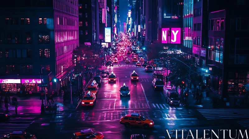 AI ART Vibrant Nightlife in the City with Neon Lights