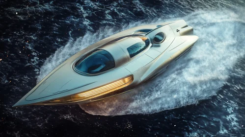 Modern Speedboat in Action