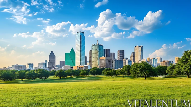 Urban Landscape with Skyscrapers and Park AI Image