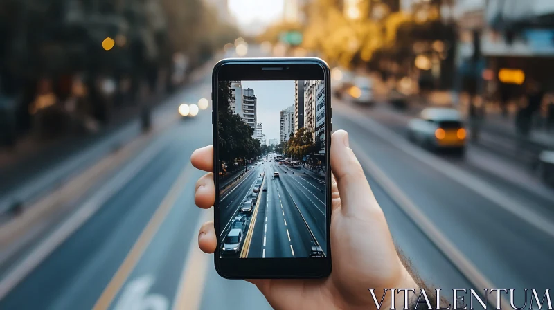 City Streets Viewed Through Mobile Device AI Image