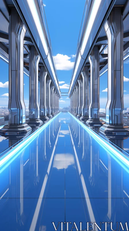 Modern Architectural Walkway AI Image