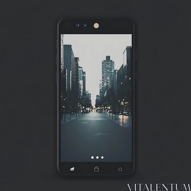 Smartphone with Cityscape AI Image